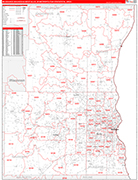 Milwaukee-Waukesha-West Allis Metro Area Wall Map Red Line Style
